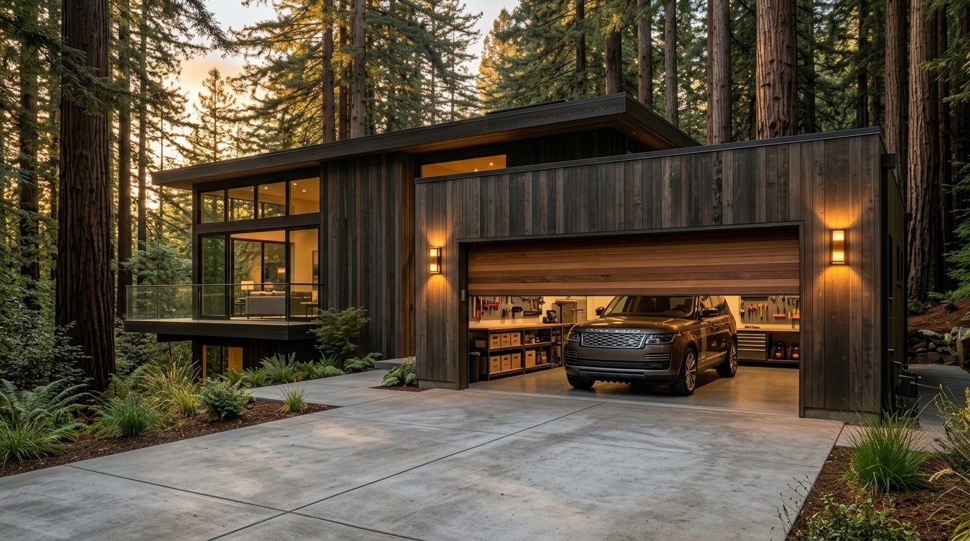 Benjamin Garage Door Services Garage Door Gliding Open Revealing Warm Illuminated Interior